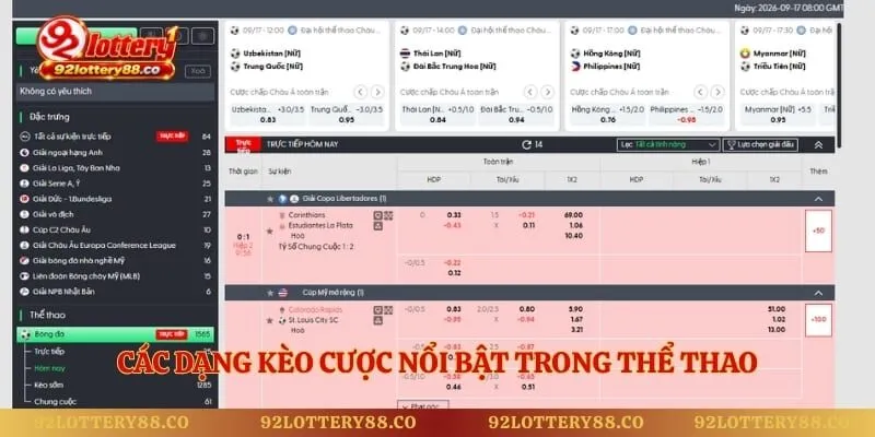 Các dạng kèo cược nổi bật trong thể thao