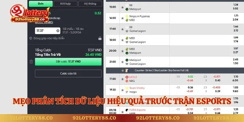 Mẹo phân tích dữ liệu hiệu quả trước trận Esports