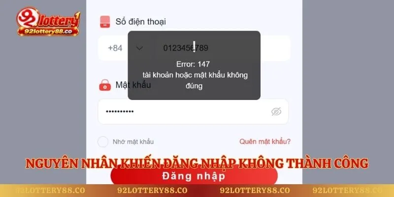 Nguyên nhân khiến đăng nhập không thành công