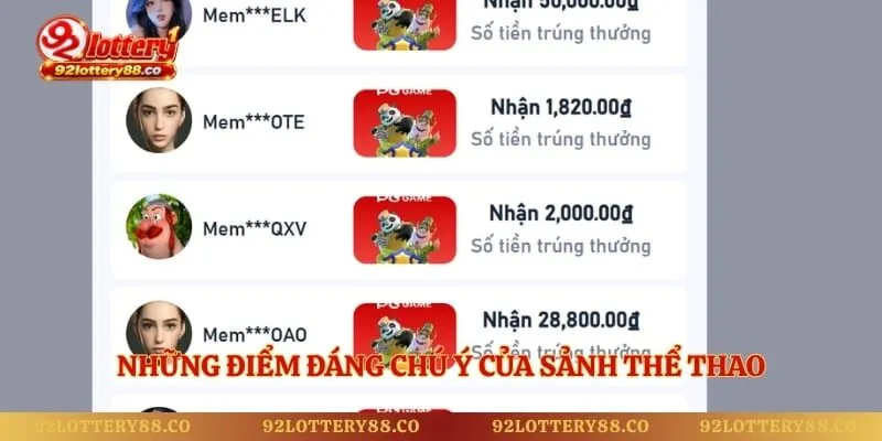 Những điểm đáng chú ý của sảnh thể thao