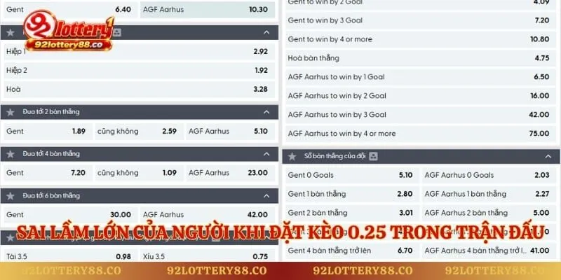 Sai lầm lớn của người khi đặt kèo 0.25 trong trận đấu